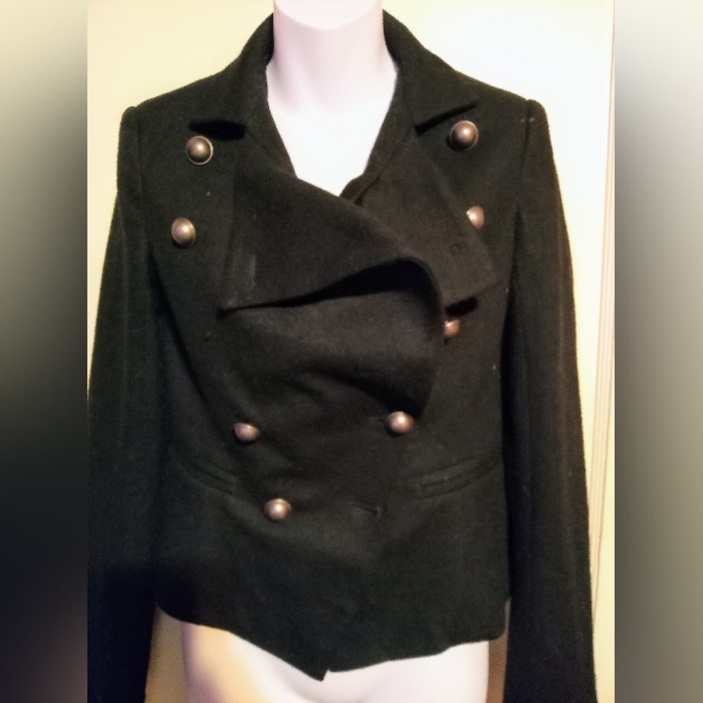 🛍️ BUNDLE ONLY🛍️ANN TAYLOR VINTAGE BLACK WOOL BLEND MILITARY JACKET - Picture 1 of 10